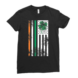 irish american flag ireland shamrock st. patricks paddys day t shirt Ladies Fitted T-Shirt | Artistshot