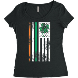 irish american flag ireland shamrock st. patricks paddys day t shirt Women's Triblend Scoop T-shirt | Artistshot