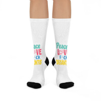 Peace Love  Desantis  Say Gay  Self Censored F Word Crew Socks | Artistshot