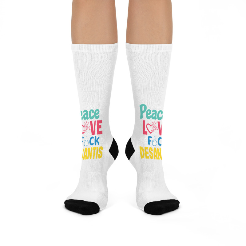 Peace Love  Desantis  Say Gay  Self Censored F Word Crew Socks | Artistshot