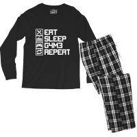 Eat Sleep Game Repeat Funny Leetcode Leet Gift Men's Long Sleeve Pajama Set | Artistshot