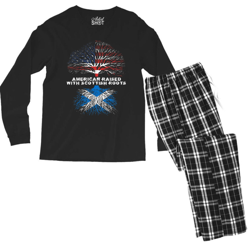 American Raised With Scottish Roots Scotland Men's Long Sleeve Pajama Set | Artistshot