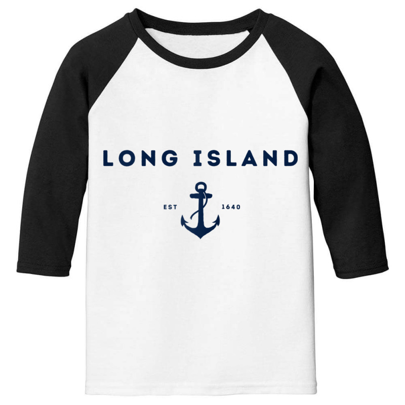 Long Island New York Est 1640 Raglan Baseball Tee Youth 3/4 Sleeve by cm-arts | Artistshot