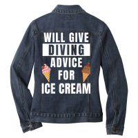 Diving Advice For Ice Cream Water Sports Funny Scuba Diver Ladies Denim Jacket | Artistshot