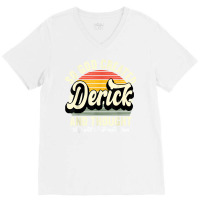 Mens So God Created Derick   Name Derick Birthday T Shirt V-neck Tee | Artistshot