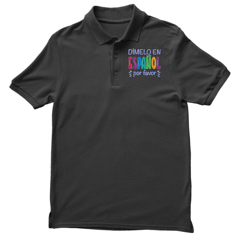 Dimelo En Espanol Bilingual Spanish Teacher Men's Polo Shirt by LilyWillis | Artistshot