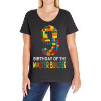 Building Blocks 9th Birthday Of The Master Builder Colorful Ladies Curvy T-shirt | Artistshot