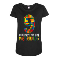 Building Blocks 9th Birthday Of The Master Builder Colorful Maternity Scoop Neck T-shirt | Artistshot