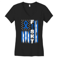 Fight Mesothelioma Awareness Patriotic Usa American Flag Long Sleeve T Women's V-neck T-shirt | Artistshot