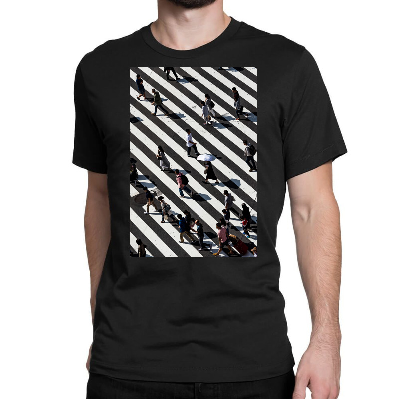 Aerial Photograph Of People Walking Across Black And White Zebra Cross Classic T-shirt by yumgaugeteuda | Artistshot