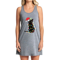 Black Santa Cat Tangled Up In Lights Christmas Santa Tank Dress | Artistshot