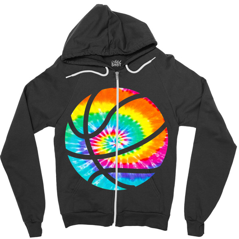 Basketball Tie Dye Rainbow Trippy Hippie Zipper Hoodie by cm-arts | Artistshot