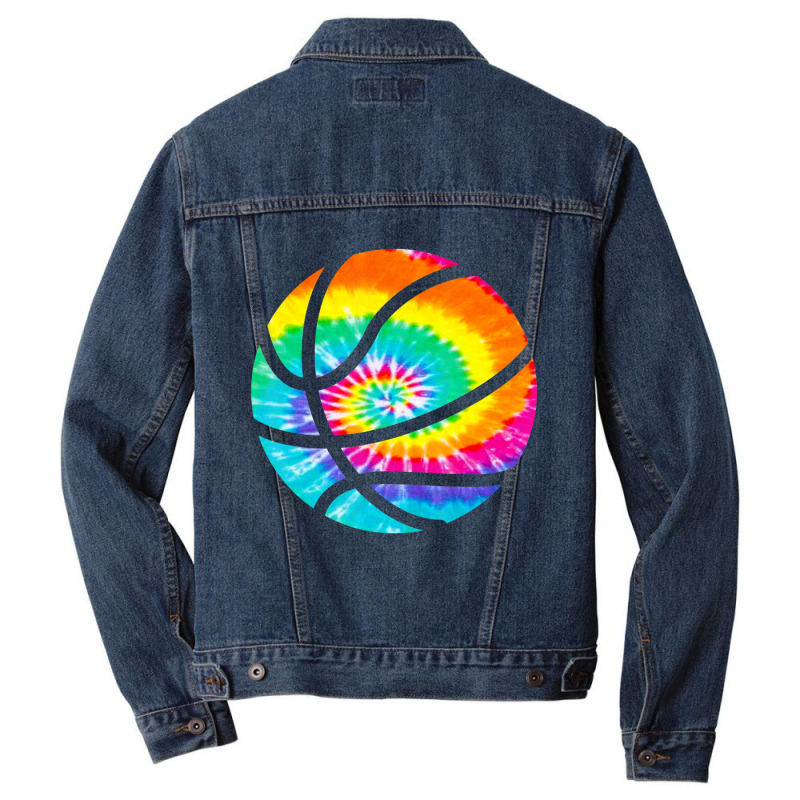 Basketball Tie Dye Rainbow Trippy Hippie Men Denim Jacket by cm-arts | Artistshot