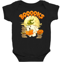 Books Lover Spooky Ghost Reading Book Funny Halloween Baby Bodysuit | Artistshot