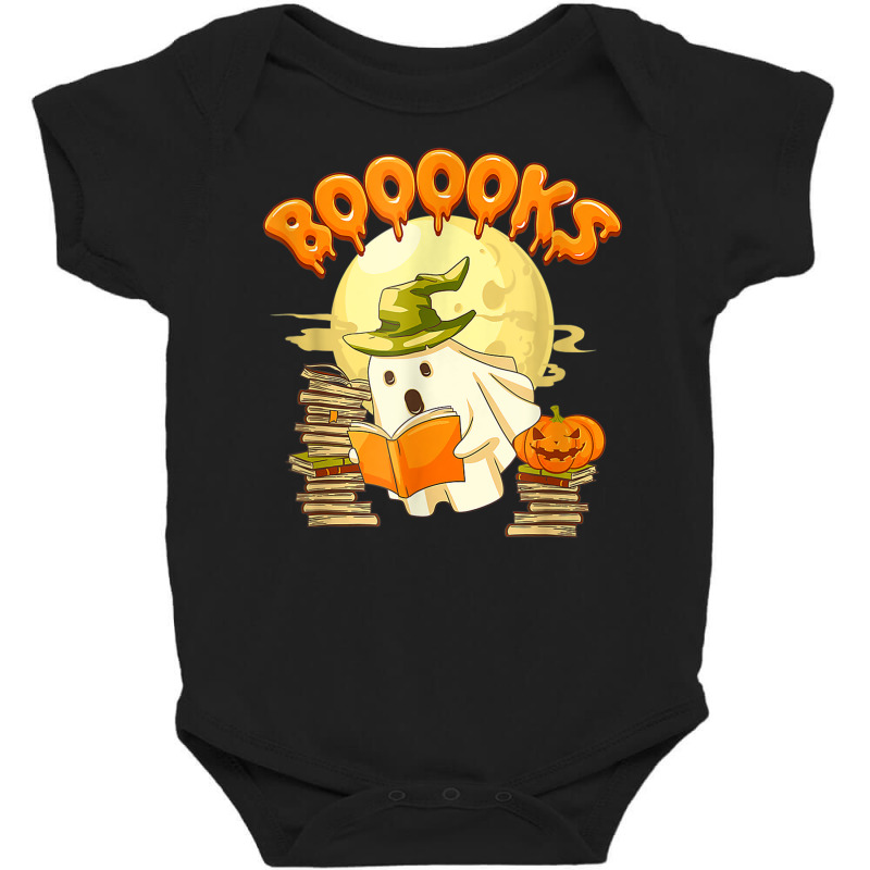 Books Lover Spooky Ghost Reading Book Funny Halloween Baby Bodysuit by Fashonus | Artistshot