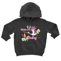 Welcome Baby Stork With Black Baby Girl Toddler Hoodie | Artistshot