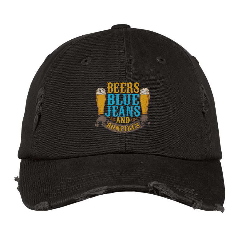 Beers Blue Jeans Bonfires Quotes Country Life Vintage Cap by cm-arts | Artistshot