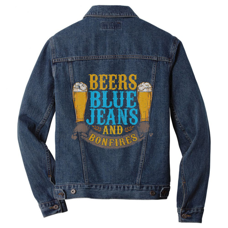 Beers Blue Jeans Bonfires Quotes Country Life Men Denim Jacket by cm-arts | Artistshot