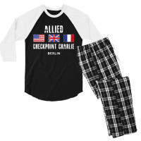 Checkpoint Charlie Cold War Berlin Wall East Germany France Men's 3/4 Sleeve Pajama Set | Artistshot