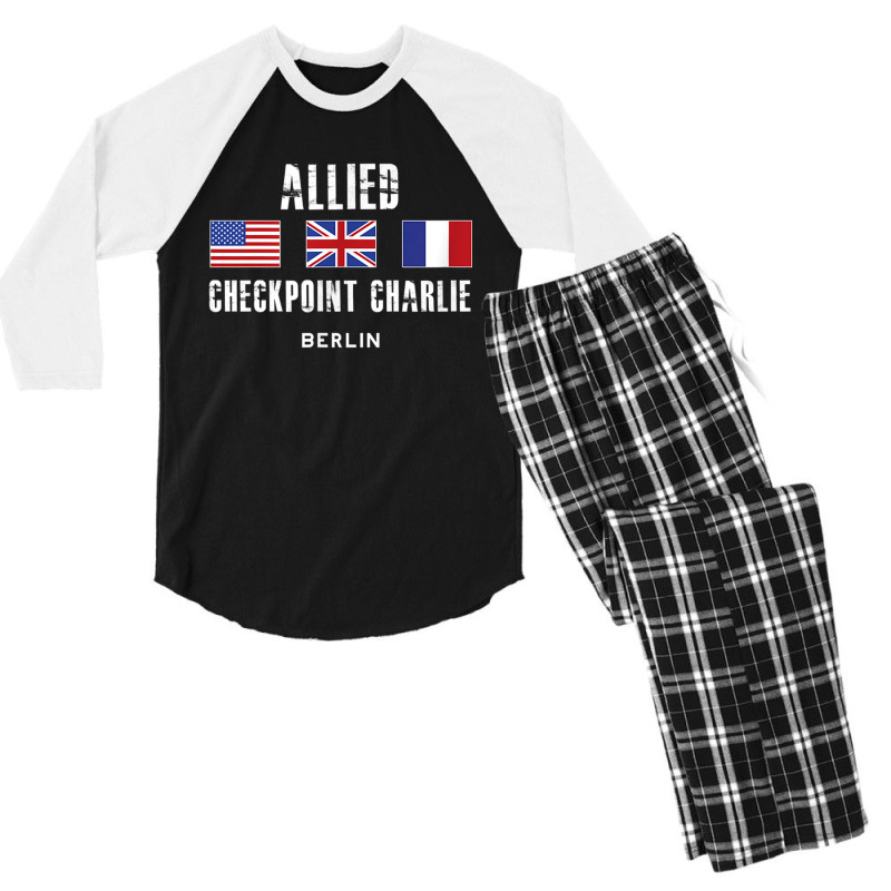 Checkpoint Charlie Cold War Berlin Wall East Germany France Men's 3/4 Sleeve Pajama Set | Artistshot