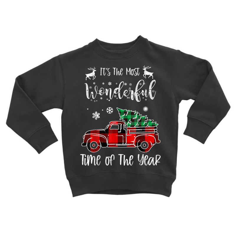 It's The Most Wonderful Time Of The Year Christmas Red Truck Toddler Sweatshirt by Outpost | Artistshot