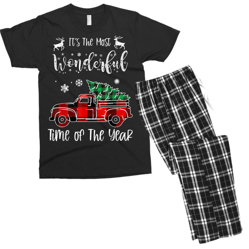 It's The Most Wonderful Time Of The Year Christmas Red Truck Men's T-shirt Pajama Set by Outpost | Artistshot