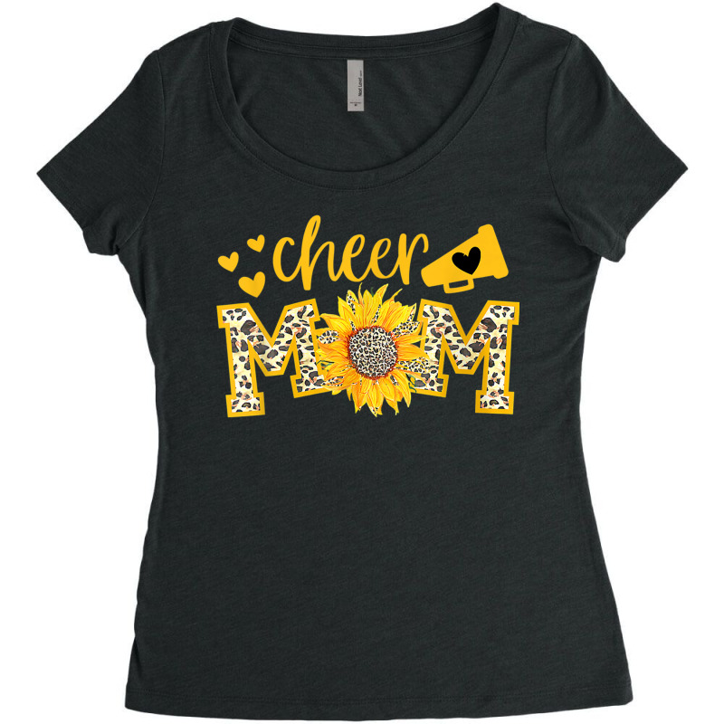 Cheer Mom Megaphone Cute Sunflower Leopard Cheetah Women's Triblend Scoop T-shirt by RutheSanmartin | Artistshot