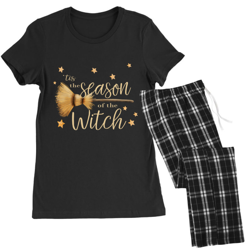 'tis The Season Of The Witch Quote Broom Halloween Coven Women's Pajamas Set by cm-arts | Artistshot