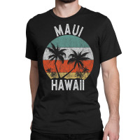 Maui Shirt Hawaii Retro Sunset Palm Trees Hawaiian Island Premium T Sh Classic T-shirt | Artistshot