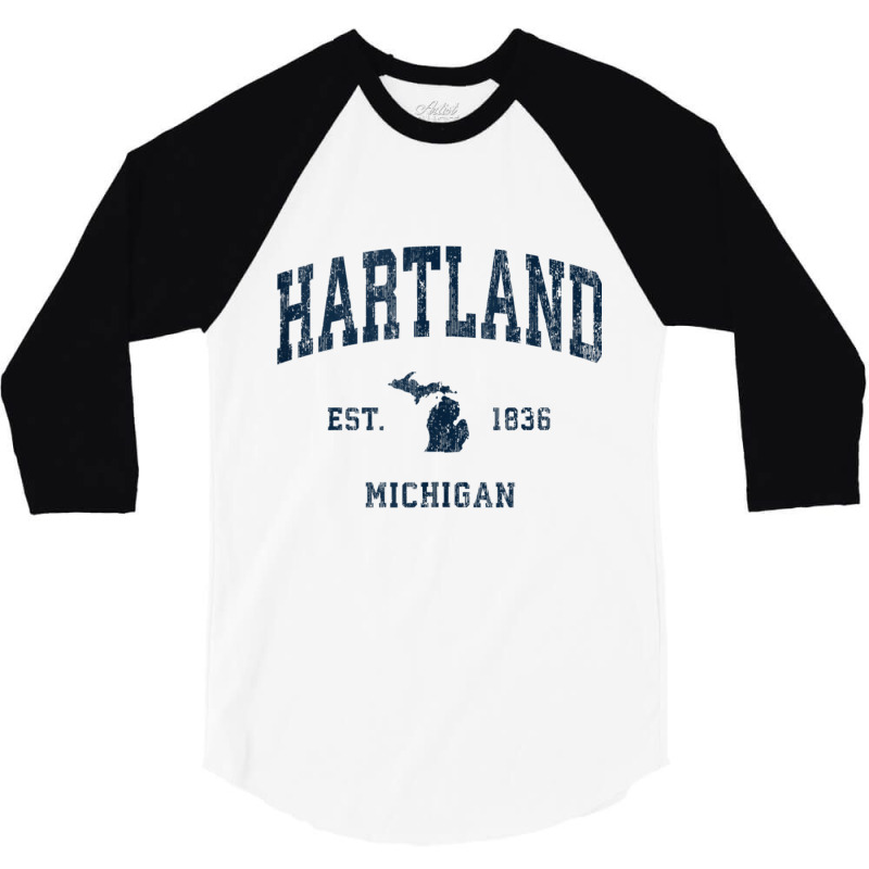 Hartland Michigan Mi Vintage Athletic Navy Sports Design Tank Top 3/4 Sleeve Shirt by cm-arts | Artistshot