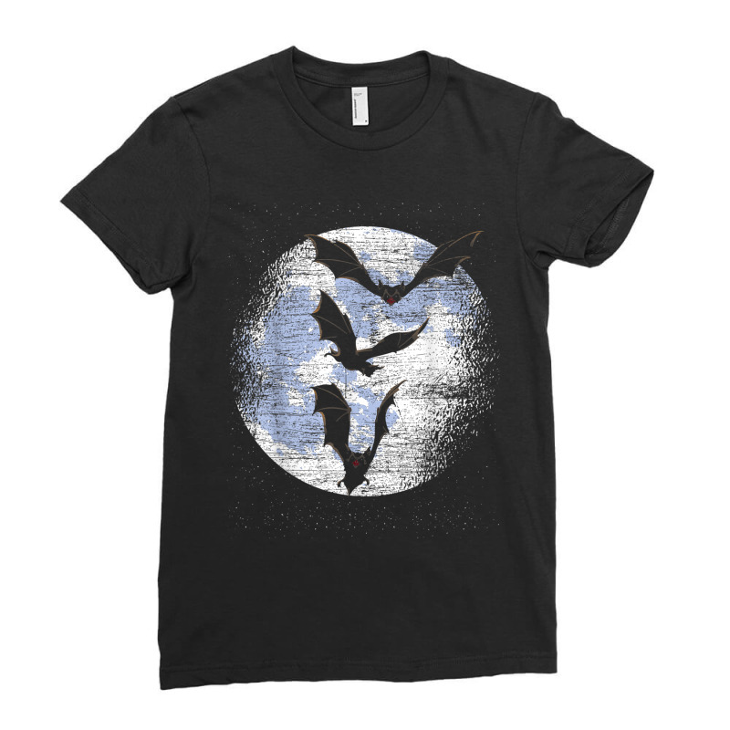 Halloween Gift Idea Moonlight Vampire Bat Ladies Fitted T-Shirt by JusticePeck | Artistshot