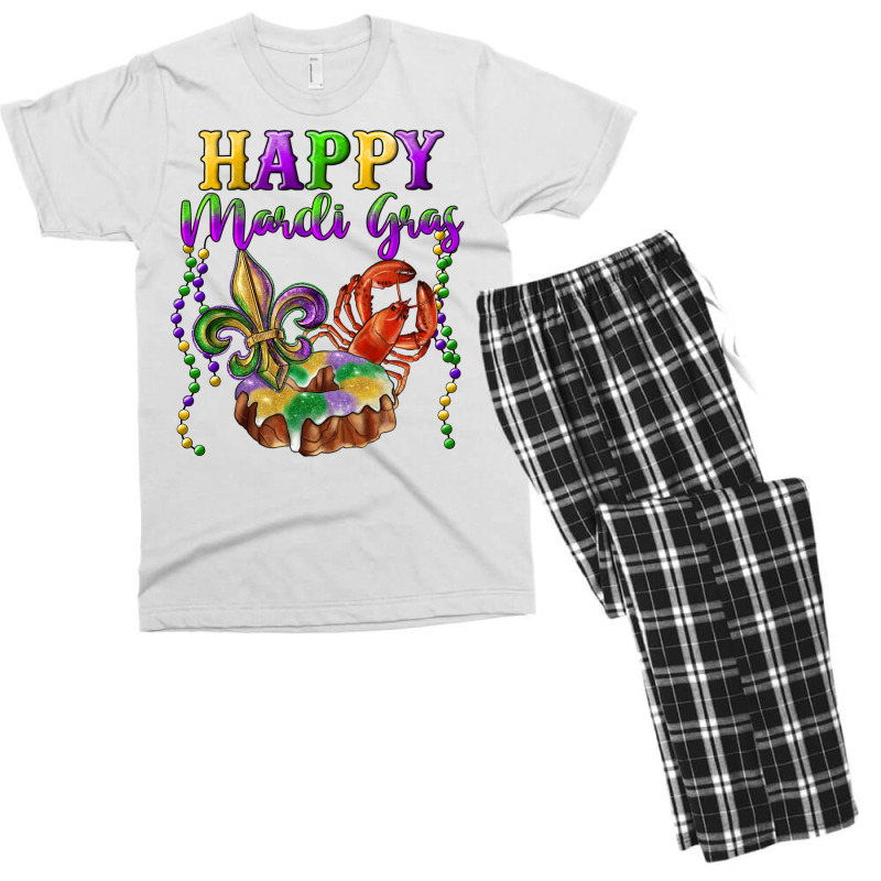 Happy Mardi Gras Fleur De Lis King Cake Crawfish Men's T-shirt Pajama Set | Artistshot