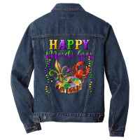 Happy Mardi Gras Fleur De Lis King Cake Crawfish Men Denim Jacket | Artistshot