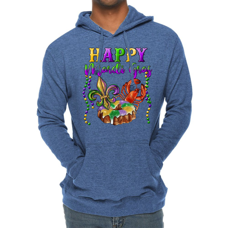 Happy Mardi Gras Fleur De Lis King Cake Crawfish Lightweight Hoodie | Artistshot