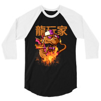 The Player Dragon The Baseball Bat Dragon Lichdragon Chinese Writing E 3/4 Sleeve Shirt | Artistshot