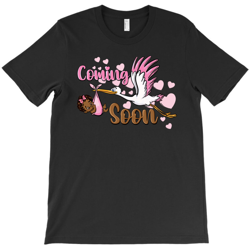 Coming Soon Stork With Black Baby Girl T-Shirt by BarkalooDesign | Artistshot