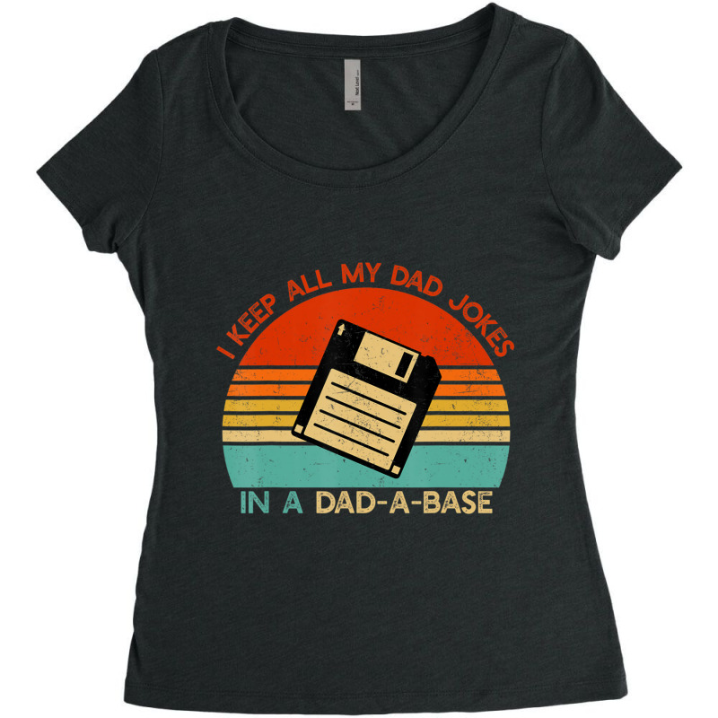 Vintage I Keep All My Dad Jokes In A Dad-a-base Men Quote Women's Triblend Scoop T-shirt by cm-arts | Artistshot