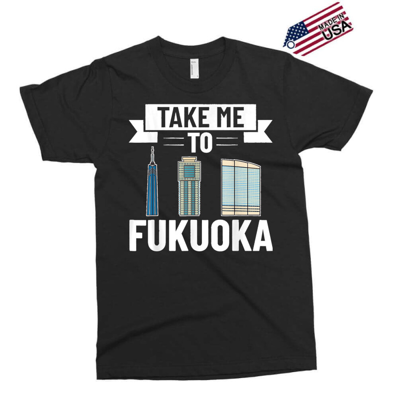 Fukuoka Japan City Skyline Map Travel Exclusive T-shirt | Artistshot