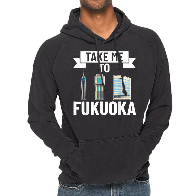 Fukuoka Japan City Skyline Map Travel Vintage Hoodie | Artistshot