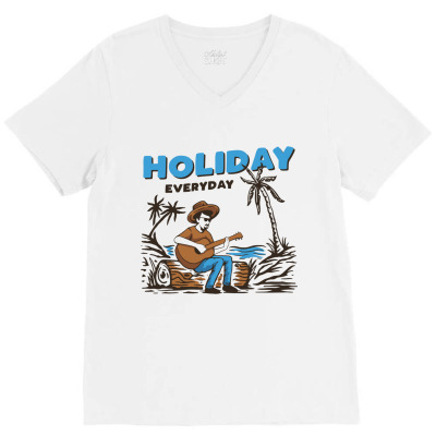 Beach Holiday V-neck Tee Designed By Roger