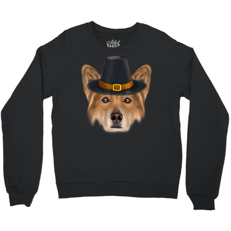 Canaan Dog Wearing Pilgrim Hat Thanksgiving Crewneck Sweatshirt by Outpost | Artistshot