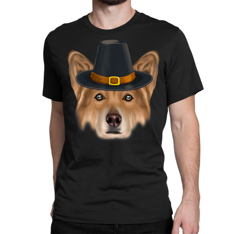 Canaan Dog Wearing Pilgrim Hat Thanksgiving Classic T-shirt by Outpost | Artistshot