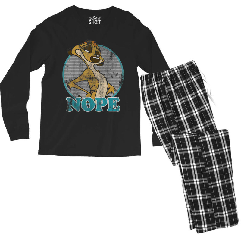 Lion King Timon Nope Striped Circle Vintage Men's Long Sleeve Pajama Set by MabellaPlaxco | Artistshot