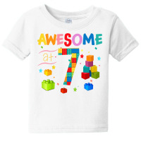 Kids 7 Year Old Gifts Building Blocks Brick 7th Birthday Boy T Shirt Baby Tee | Artistshot