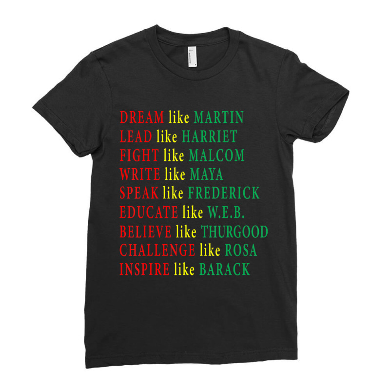 Black History Malcolm Martin Harriet Maya Rosa Barack Ladies Fitted T-Shirt by cm-arts | Artistshot