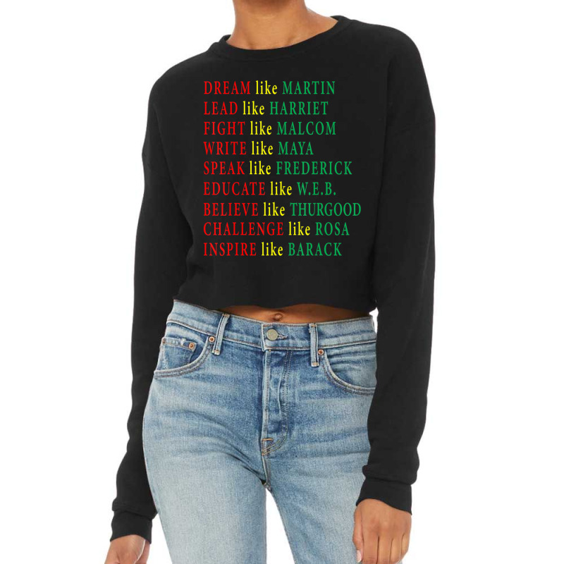 Black History Malcolm Martin Harriet Maya Rosa Barack Cropped Sweater by cm-arts | Artistshot