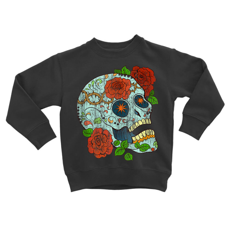 Mexican Skull Flowers Rose Catrina Calavera Cinco De Mayo Tank Top Toddler Sweatshirt by cm-arts | Artistshot