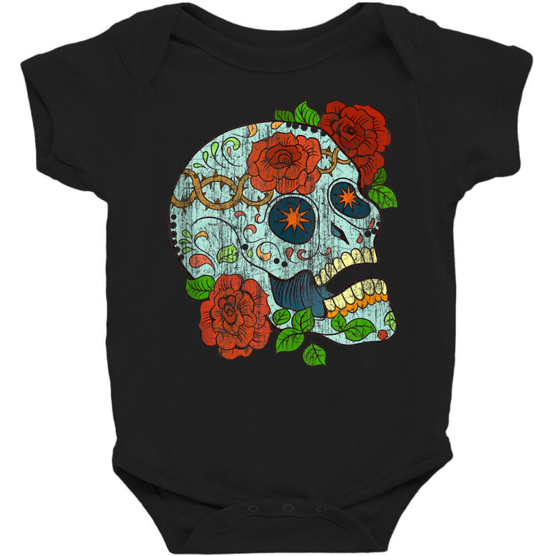 Mexican Skull Flowers Rose Catrina Calavera Cinco De Mayo Tank Top Baby Bodysuit by cm-arts | Artistshot