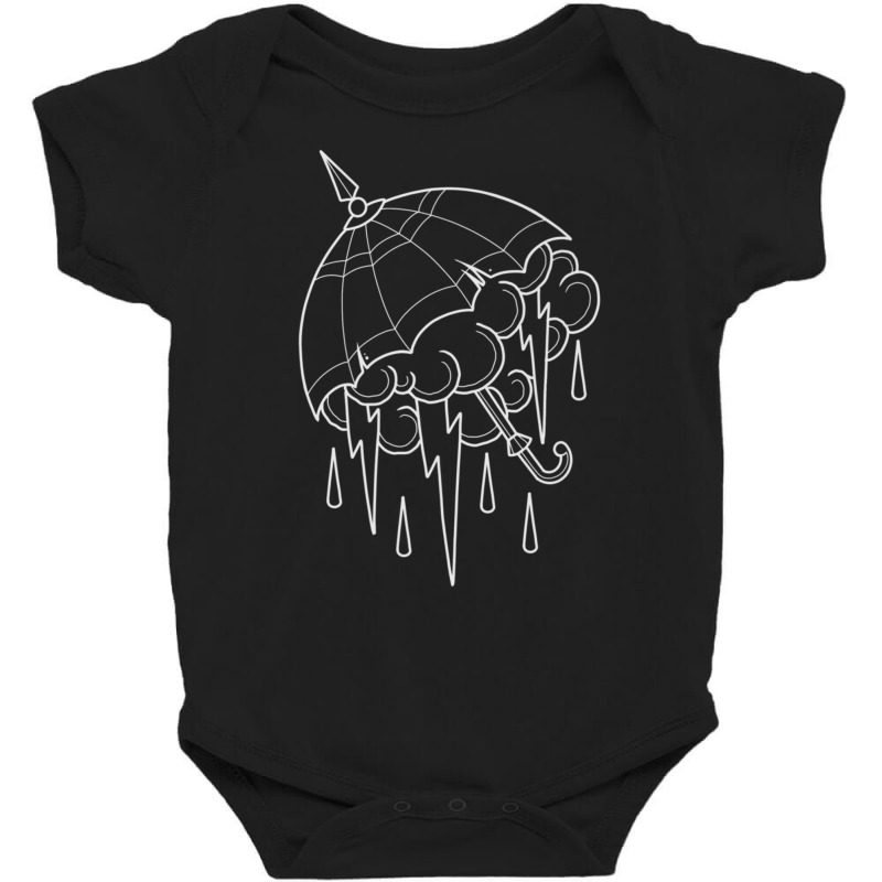 Neo Traditional Umbrella With Thunderstorm Outline Tattoo Premium T Sh Baby Bodysuit by cm-arts | Artistshot