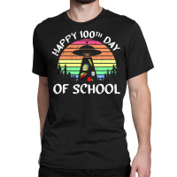 100 Days Of School Ufo Alien Abductiion Teacher Student Classic T-shirt | Artistshot